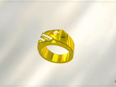 Luxury Diamond Gold Ring Low-poly 3D model