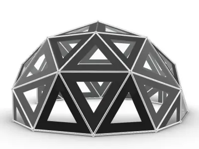 Geodesic Dome V1 Large with Frame and Panels and Entryway 3D model