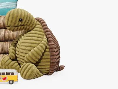 Decorative set with a wicker basket and a turtle 3D model