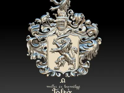 coat of arms lion 3D print model