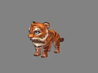 Cartoon little tiger - B Low-poly 3D model
