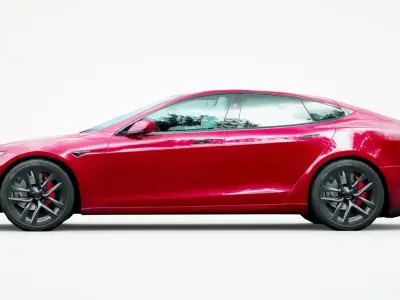 Tesla Model S Plaid 2024 red Low-poly 3D model