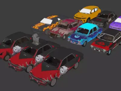 pubg vehicles pack 10 Dacia Low-poly 3D model