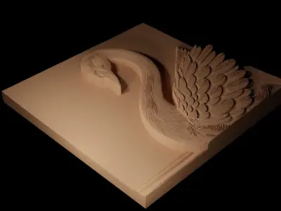 Swan CNC 3d Print High Relief Sand Casting 3D print model