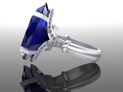 ring with a big stone 3D print model