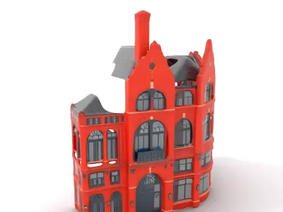 Historic Red Brick Building model pack Low-poly 3D model