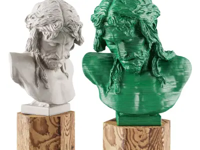 Christ bust sculpture Low-poly 3D model