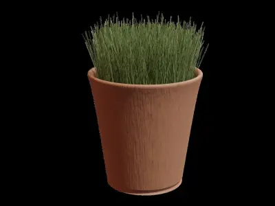 Grass in pot Low-poly 3D model