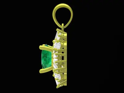 Luxury Oval Gemstone Halo Pendant 3D Model 4268 3D print model