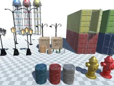 Port objects  Free low-poly 3D model