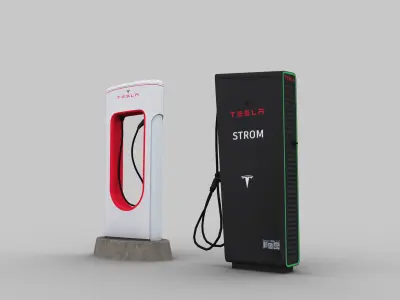 Electric Vehicle Chargers pack 1 Low-poly 3D model