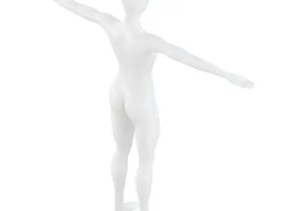 Female faceless mannequin in T-pose 3D model