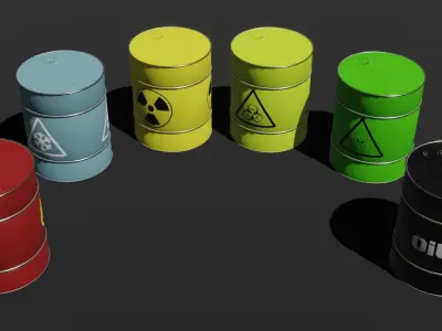 Realistic Metal Barrel Pack Free low-poly 3D model