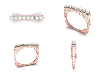 Rose Gold Diamond Woman Bracelet 3D Print Model 3D print model 15