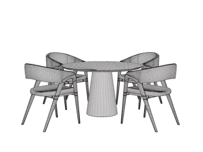 Dining set chair table 3D model