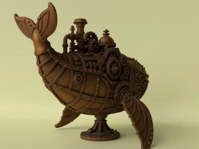 Steamwhale Steampunk Whale Sculpture 3D print model
