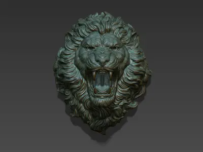 Lion head angry 3D print model