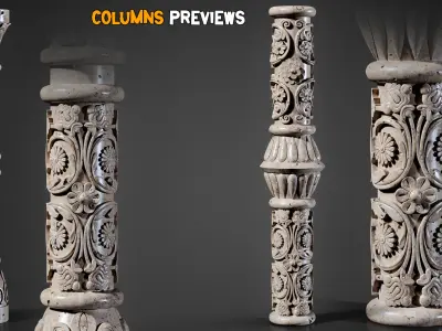 10 High Quality Church Pillar   Game-Ready   Low-poly 3D model