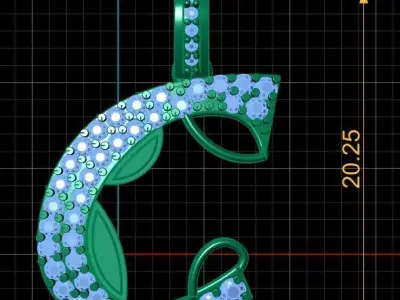 LUXURY ALPHABET C PENDANT 3D PRINTABLE MODEL 3D print model