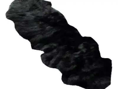 Sheepskin Black Area Rug 3D model