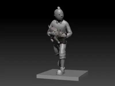 TinTin Run with Milu 3D print model