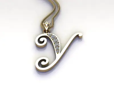 Alphabet V1 Font Style Pendant Y 3D print model