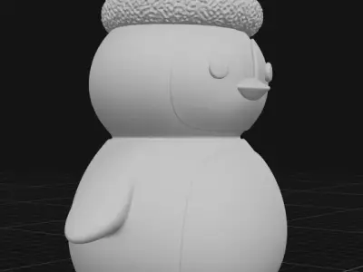 penguin wearing a Santa hat 3D print model