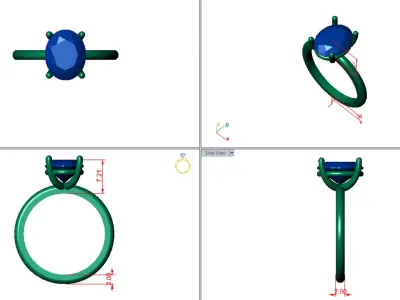 Oval Solitaire Ring Printable model 3dmodel  3D print model