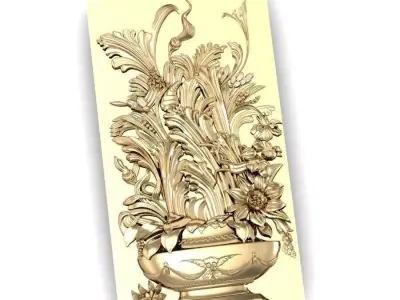 panel bouquet of flowers      3D model