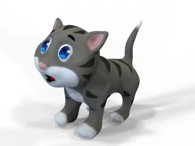 Cat Cartoon Low-poly 3D model get