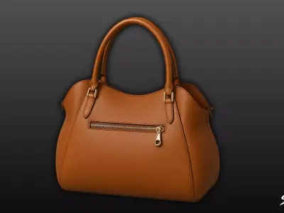 Brown Casual Tote Bag Low-poly 3D model