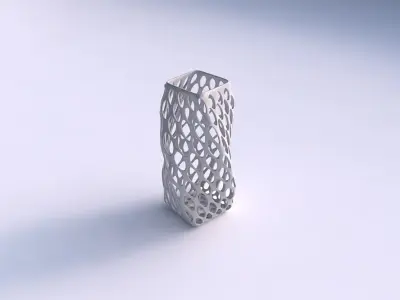 Vase twisted quadratic with bubble grid lattice 3D print model