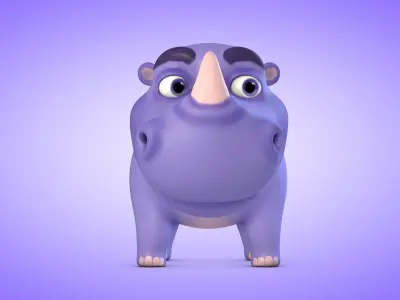 Rhino hippo Low-poly 3D model