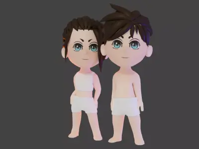 Cartoon Character Base for Games Low-poly 3D model