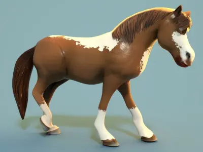 Cartoon Horse Low-poly 3D model get