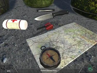 Survival set two backpacks Low-poly 3D model