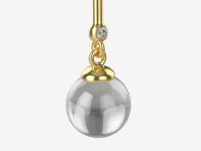 Earrings Diamond Gold Jewelry 01 3D model