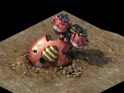 Game Iron Stitch - Damaged Spacecraft 03 3D model