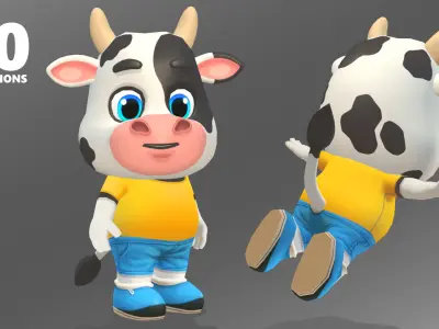 Cow Bull Oxen Animated Rigged Low-poly 3D model