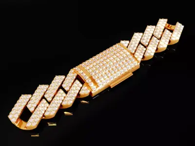 Diamond Cuban link bracelet 7 3D print model