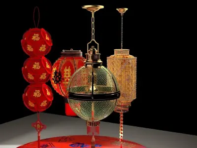 Chinese red lantern 3D model