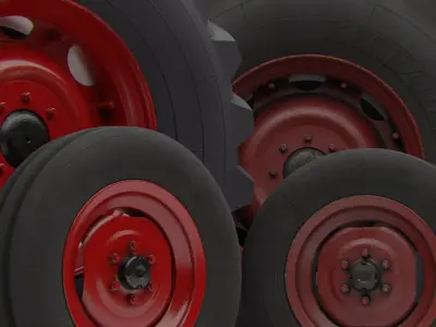 Tractor wheels with LODs Low-poly 3D model