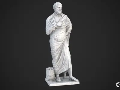 Sophocles Antique Statue - Old Granite Low-poly 3D model