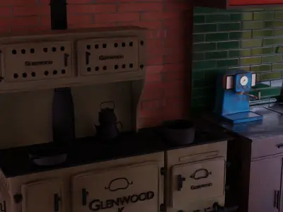 3d retro living room  3D model