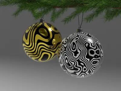 New Year Tree Ornaments pack  Low-poly 3D model