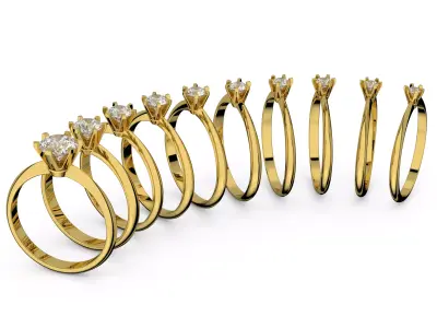 Set of 10 engagement rings Tiffany style 3D print model