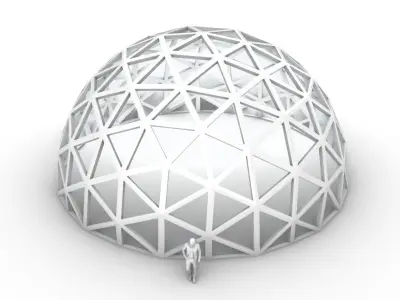 Geodesic Dome with Dynamic Perforations and glass panels 3D model