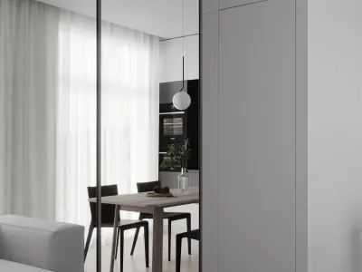 Modern living room dining room interior scenes 507 3D model