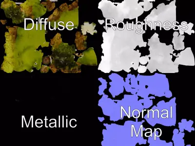 Fluffy Green Island model pack Low-poly 3D model