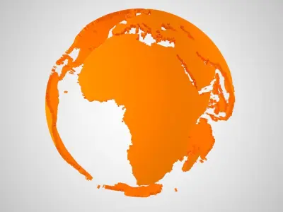 Globe Shell Orange Color World Map 3D model